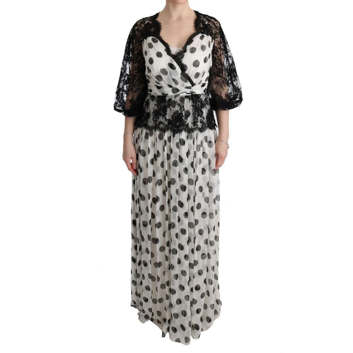 Dolce & Gabbana Elegant Polka Dotted Full Length Gown