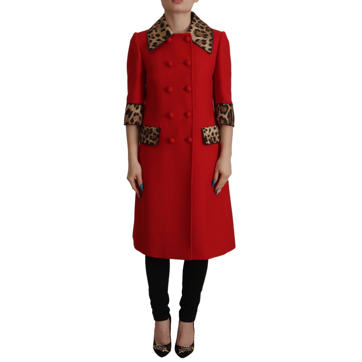 Dolce & Gabbana Elegant Red Leopard Trench Coat