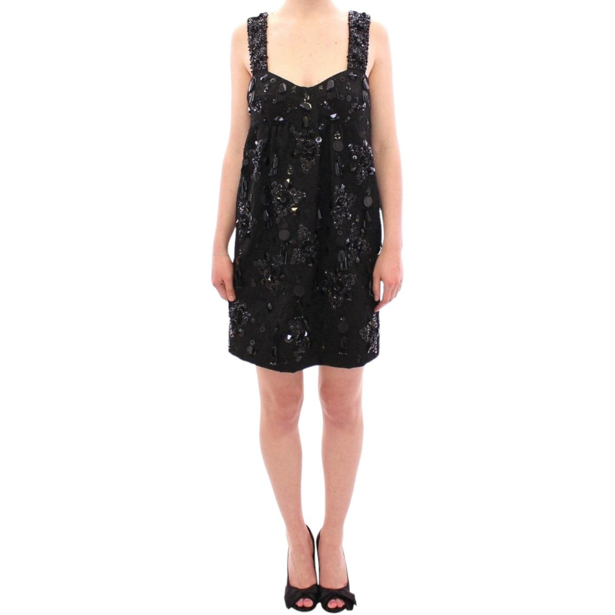 Dolce & Gabbana Elegant Sequined Floral Mini Shift Dress