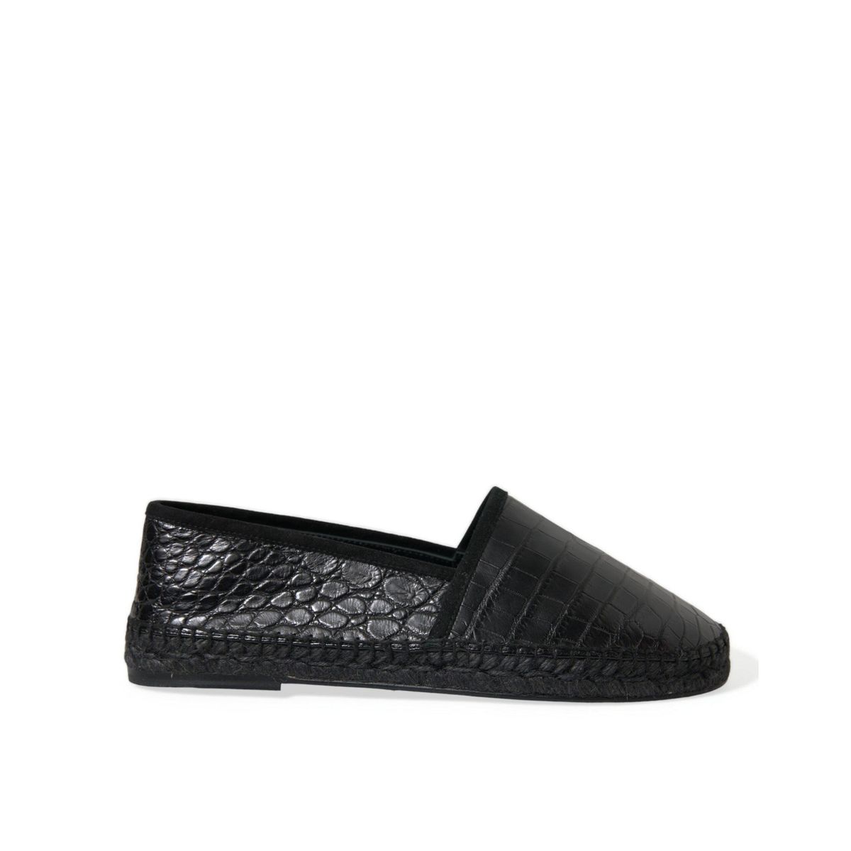 Dolce & Gabbana Exotic Black Leather Espadrilles