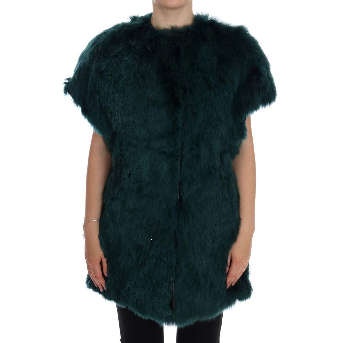 Dolce & Gabbana Exquisite Green Alpaca Fur Long Vest