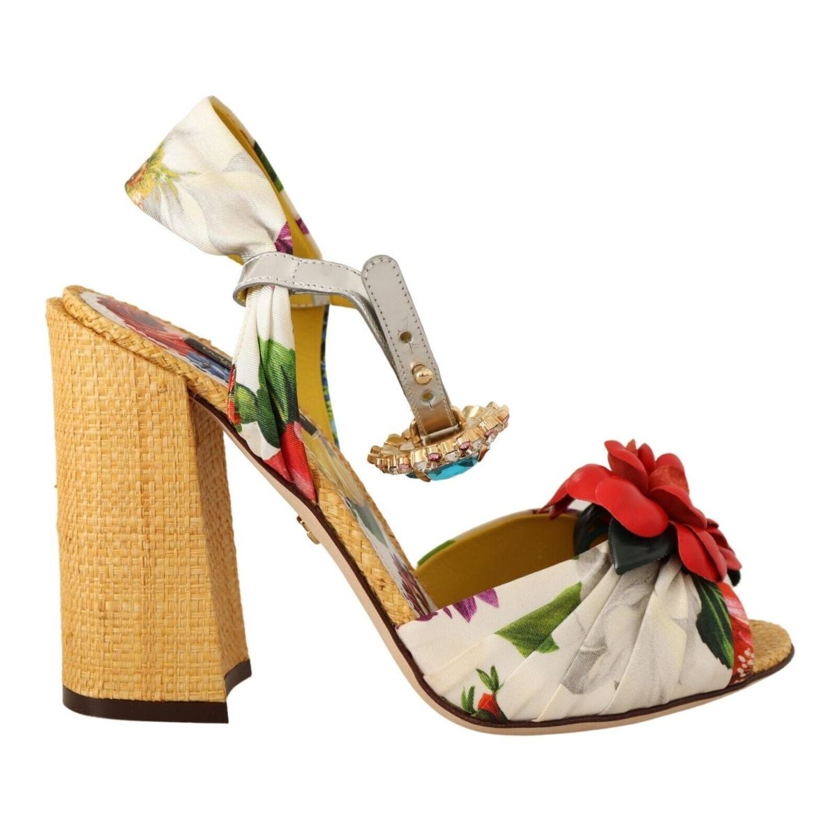 Dolce & Gabbana Multicolor Crystal Embellished Heel Sandalers