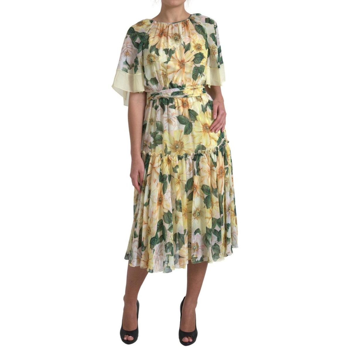 Dolce & Gabbana Multifarve Silke Maxi Kjole