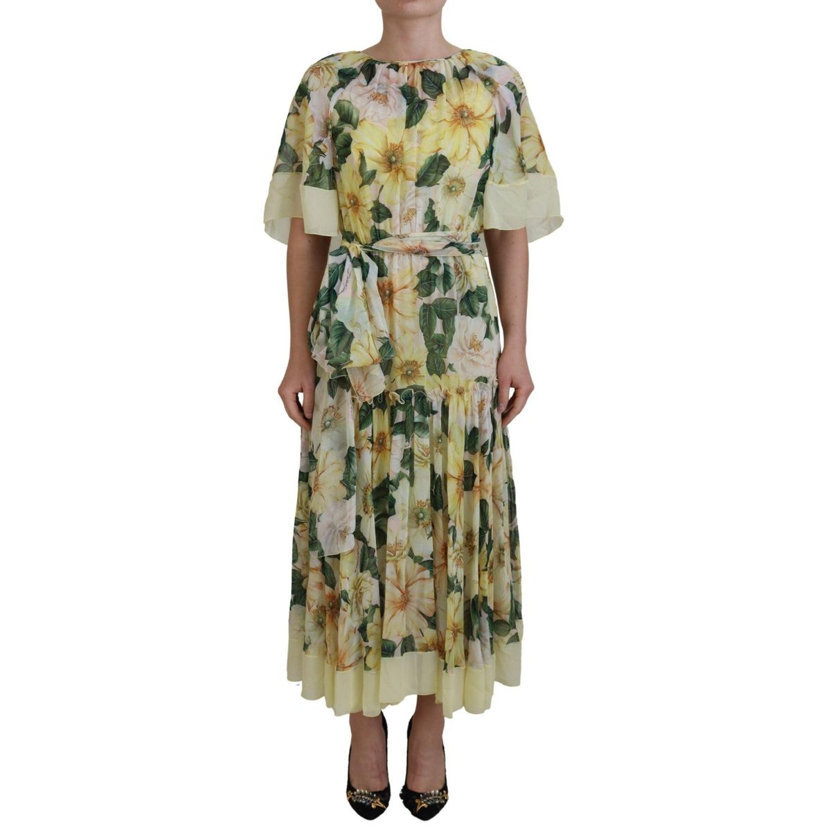 Dolce & Gabbana Multifarver Silke Floral Maxi Kjole