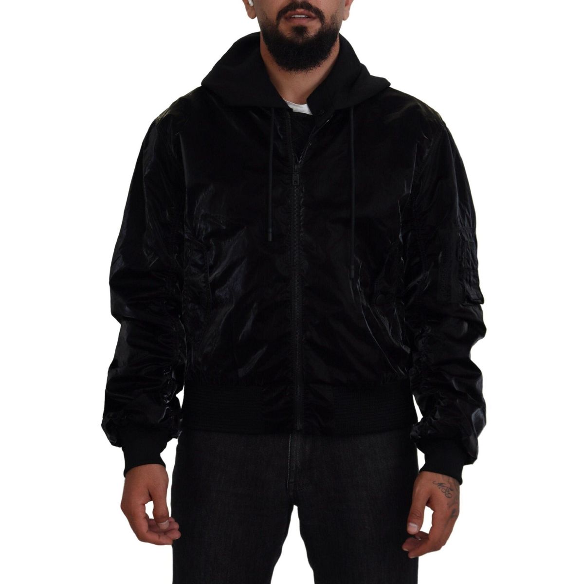 Dolce & Gabbana Sort Nylon Bomber Jakke & Frakke