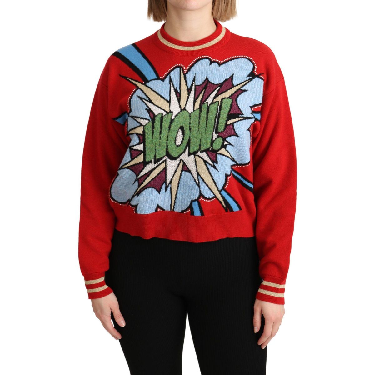 Dolce & Gabbana Radiant Red Cartoon Motive Cashmere Sweater