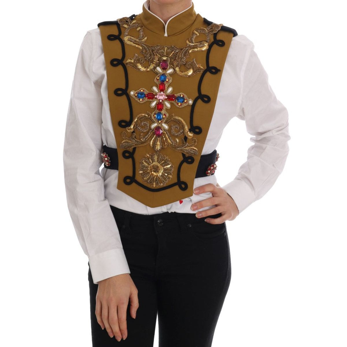 Dolce & Gabbana Runway Embellished Crystal Cross Vest