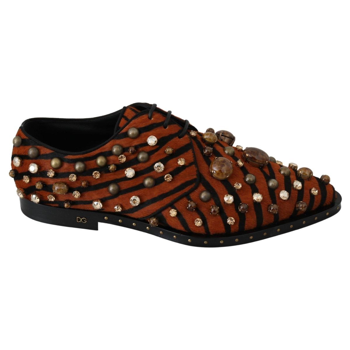 Dolce & Gabbana Tiger Pattern Crystal Embellished Flats