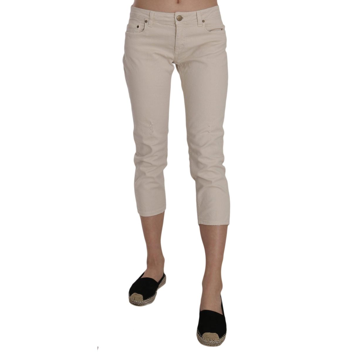 Dondup Beige Low Waist Skinny Cropped Capri Pants