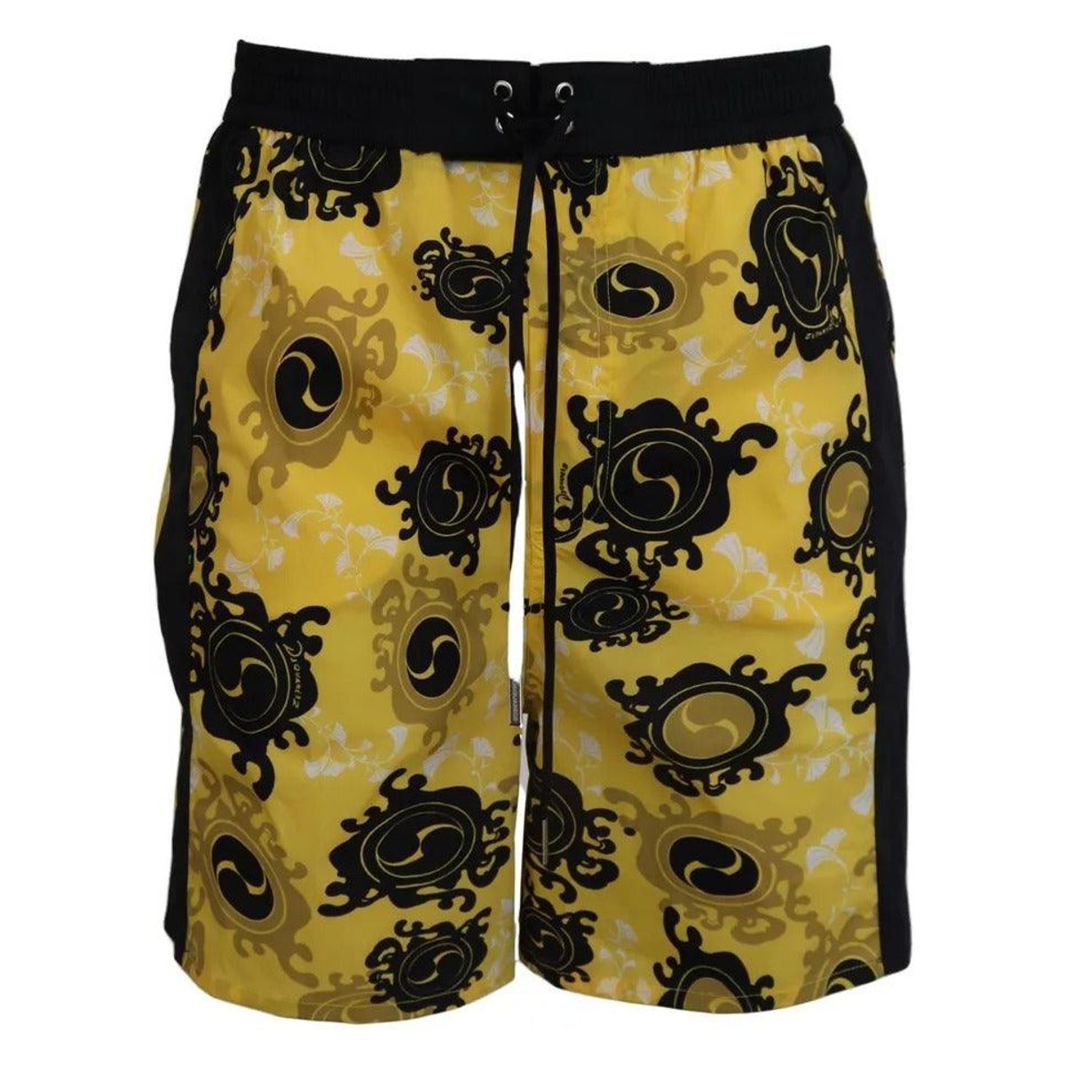 Dsquared2 Yellow Black Printed Nylon Beachwear Shorts Swimwear