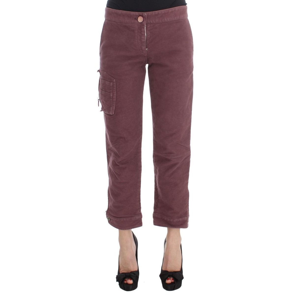 Ermanno Scervino Chic Bordeaux Capri Cropped Cargo Pants