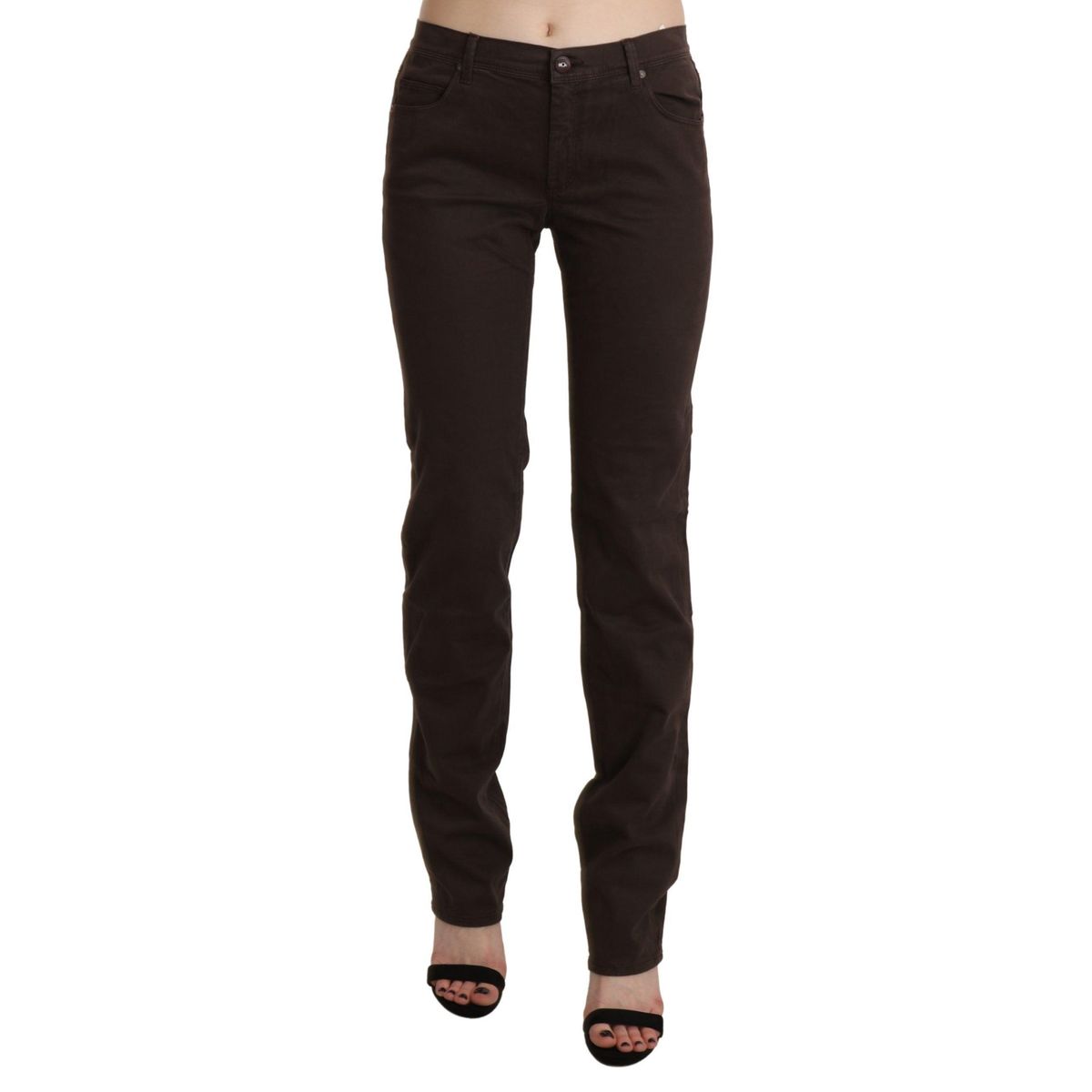 Ermanno Scervino Chic Brown Mid Waist Skinny Trousers