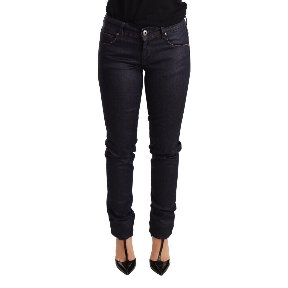 Ermanno Scervino Chic Dark Blue Low Waist Skinny Jeans