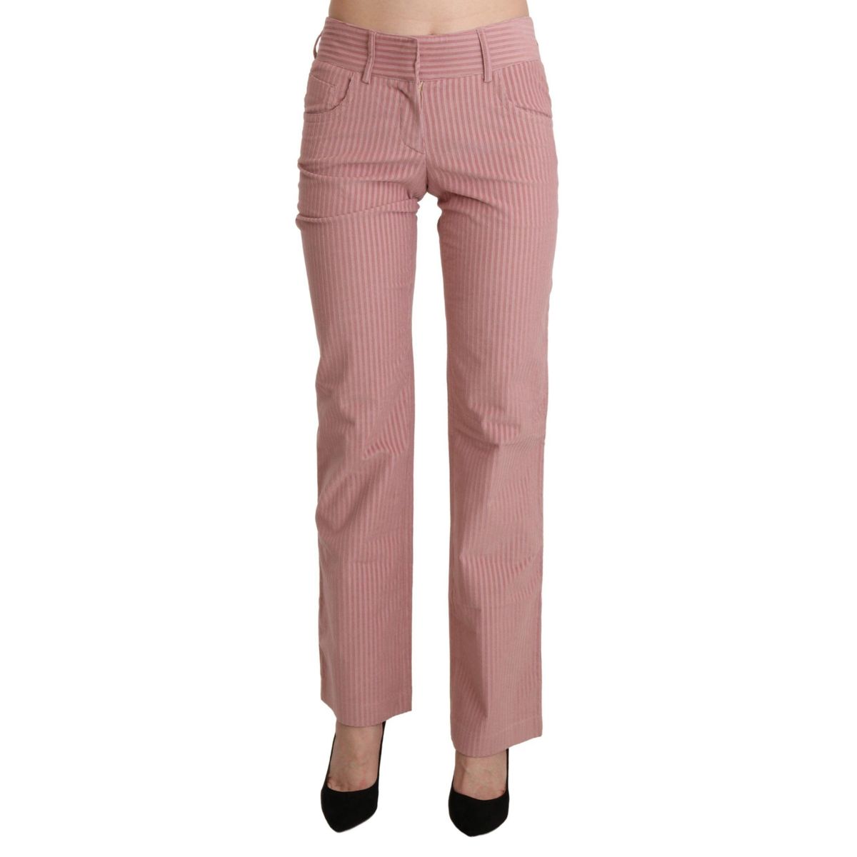 Ermanno Scervino Chic Pink Mid Waist Straight Trousers