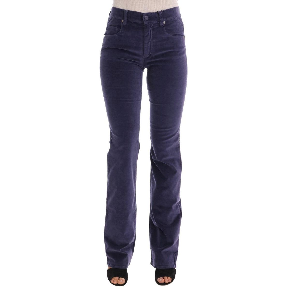 Ermanno Scervino Chic Purple Corduroy Bootcut Flare Pants