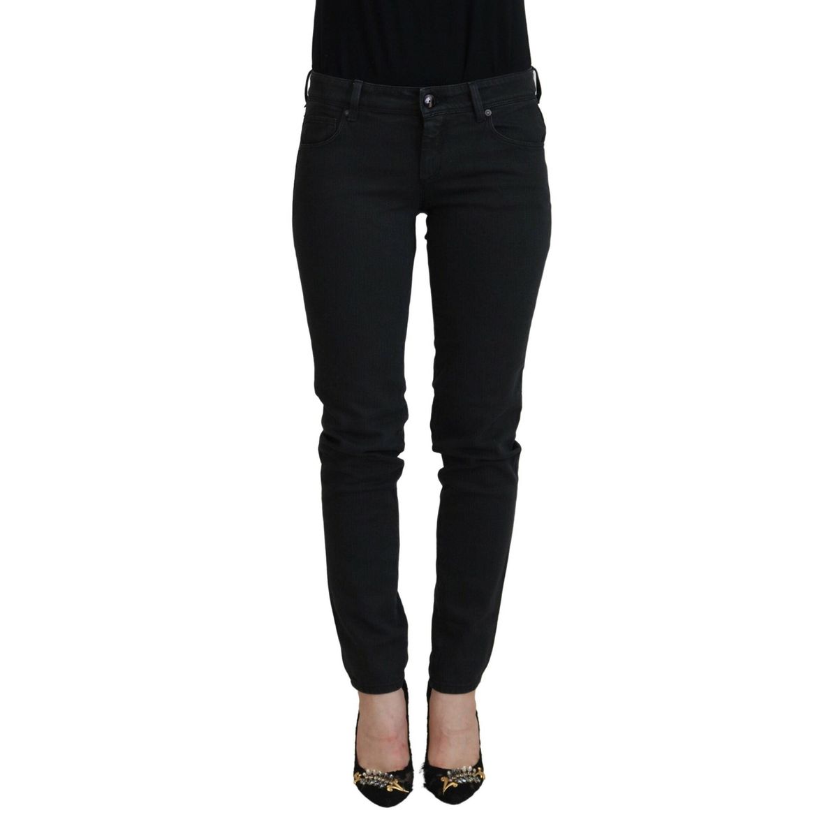 Ermanno Scervino Sort Bomuld Slim Fit Dame Bukser & Jeans