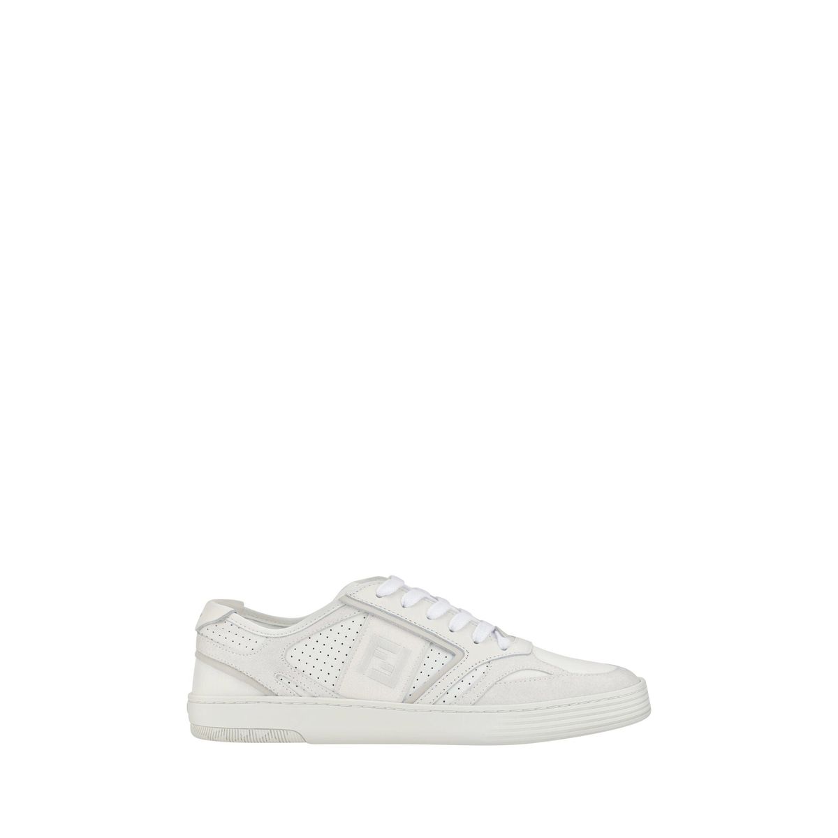 Fendi Elegant Low Top Calfskin Sneakers in White