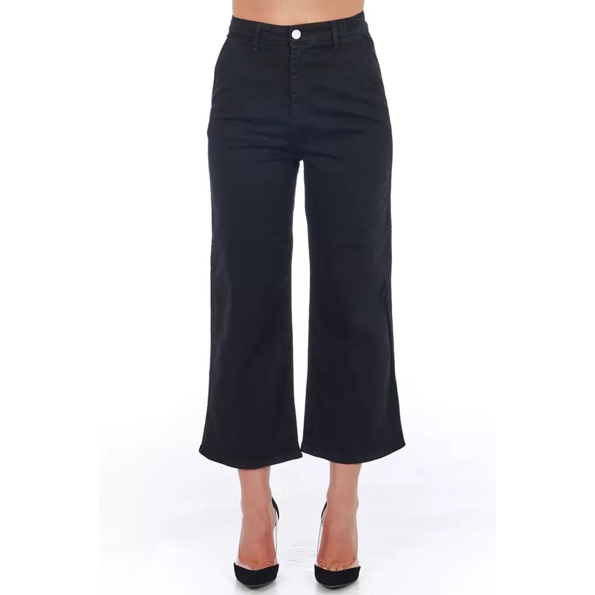 Frankie Morello Black Cotton Dame Cropped Pants