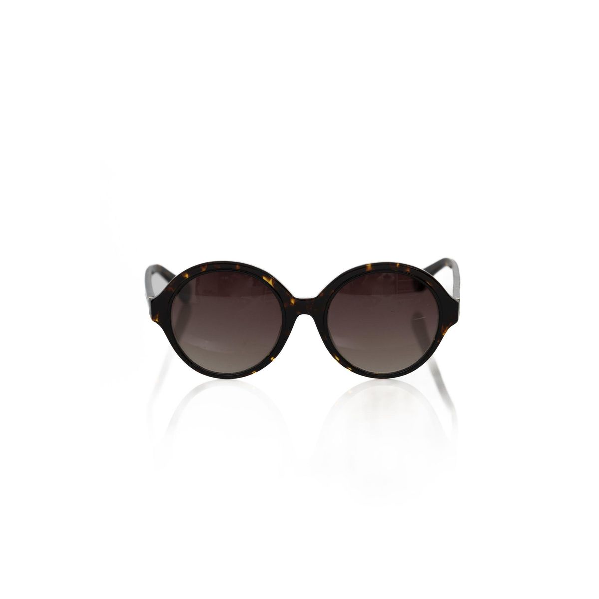 Frankie Morello Chic Black Turtle Pattern Round Sunglasses