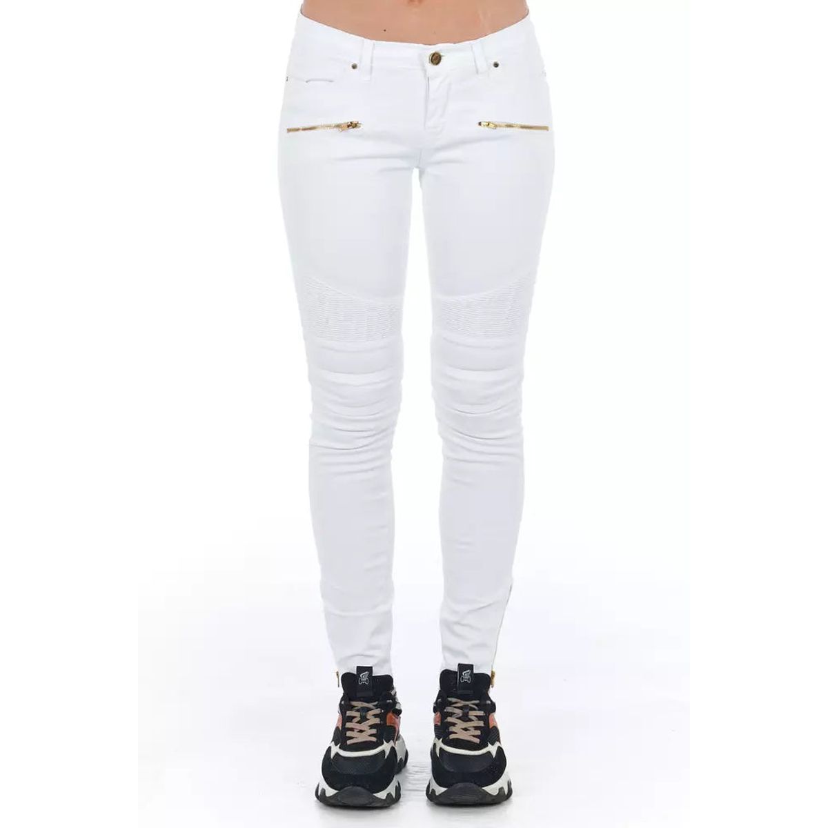 Frankie Morello White Cotton Dame Jeans