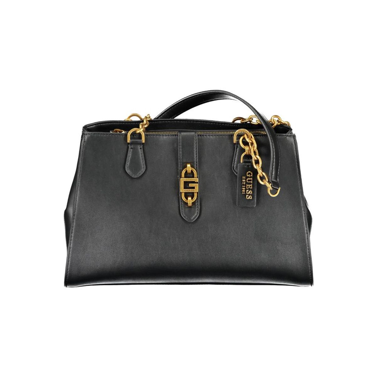 Guess Jeans Chic Black Polyurethane Satchel with Contrasting Details