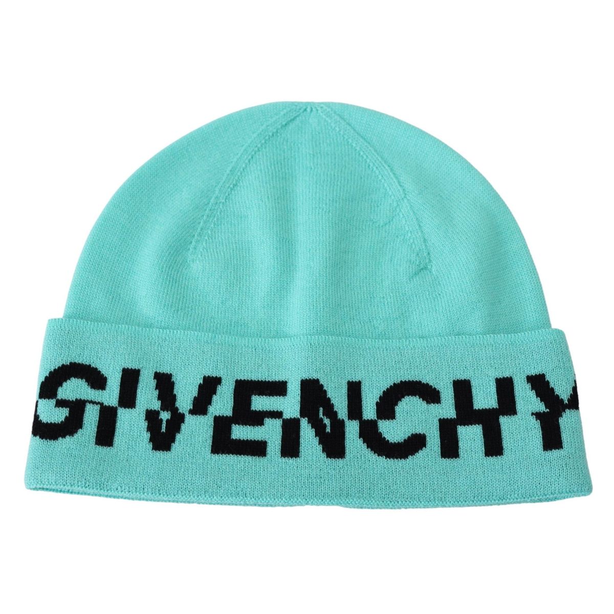 Givenchy Aquamarine Green Wool Beanie with Signature Logo