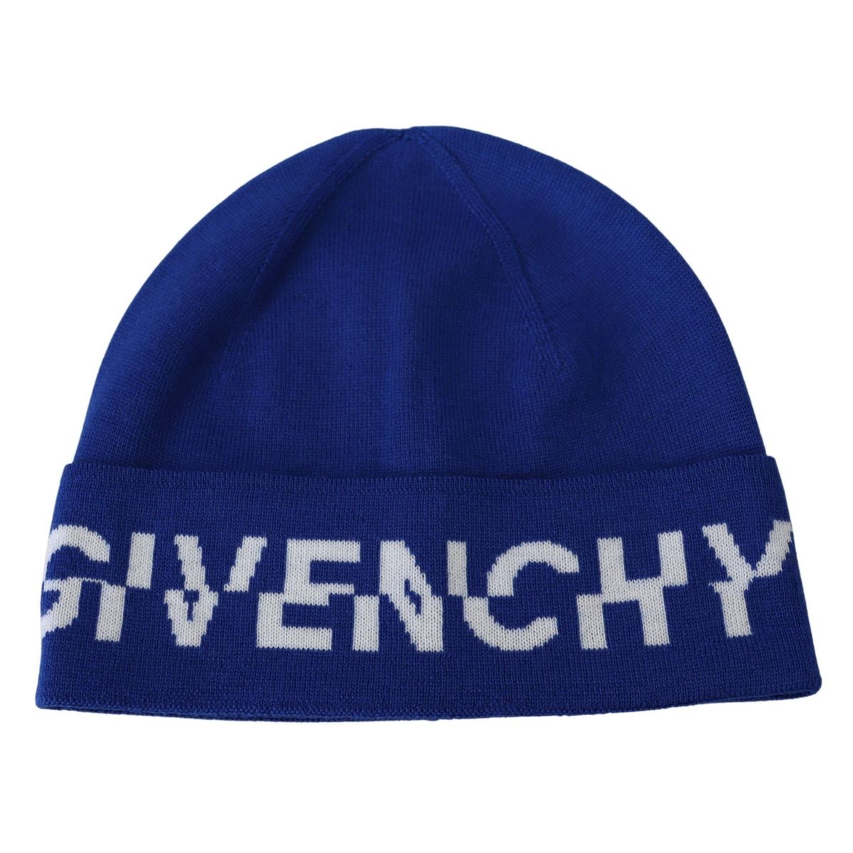 Givenchy Chic Unisex Cobalt Wool Beanie with Logo Detail