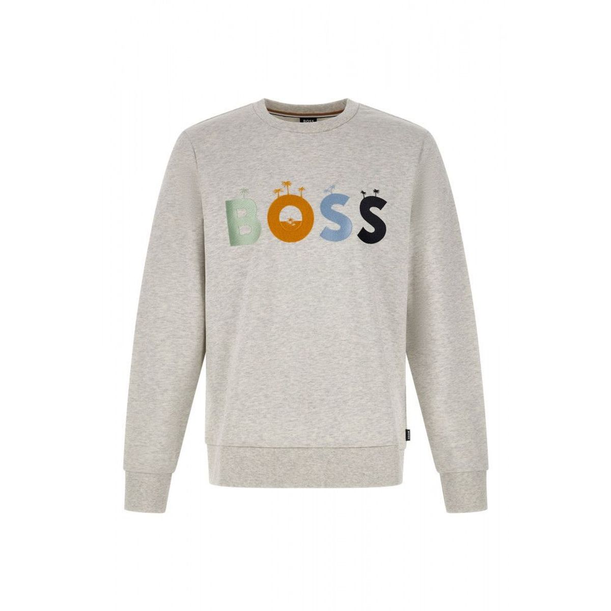 Hugo Boss Elegant Grey Round Neck Cotton Sweatshirt