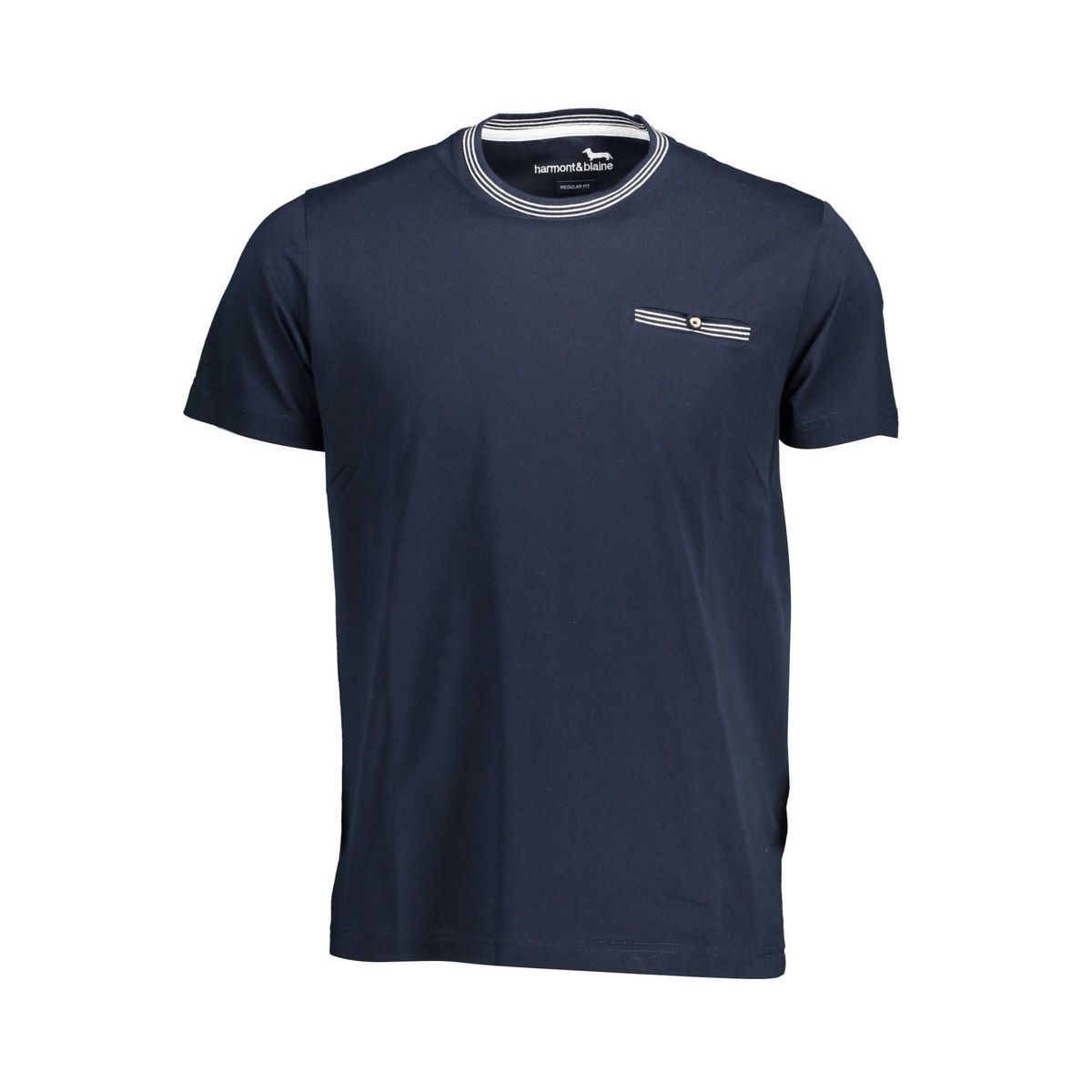 Harmont & Blaine Elegant Crew Neck Pocket Tee in Blue