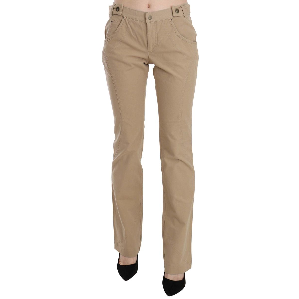 Just Cavalli Beige Mid Waist Straight Leg Pants