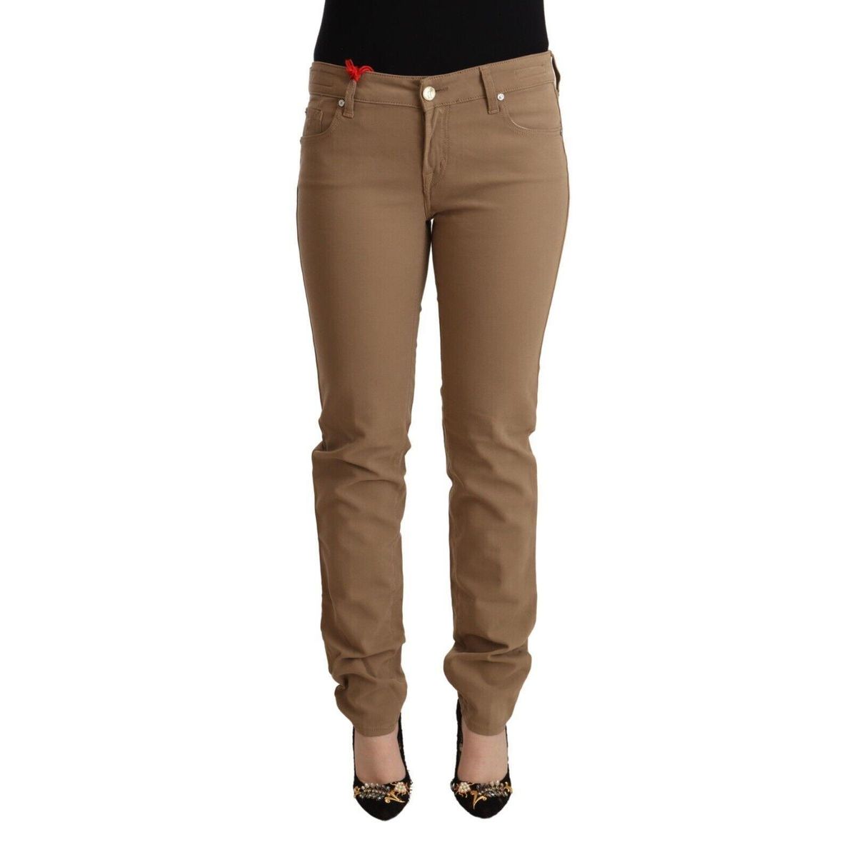 Jacob cohÃ«n Elegant Brown Mid Waist Skinny Pants