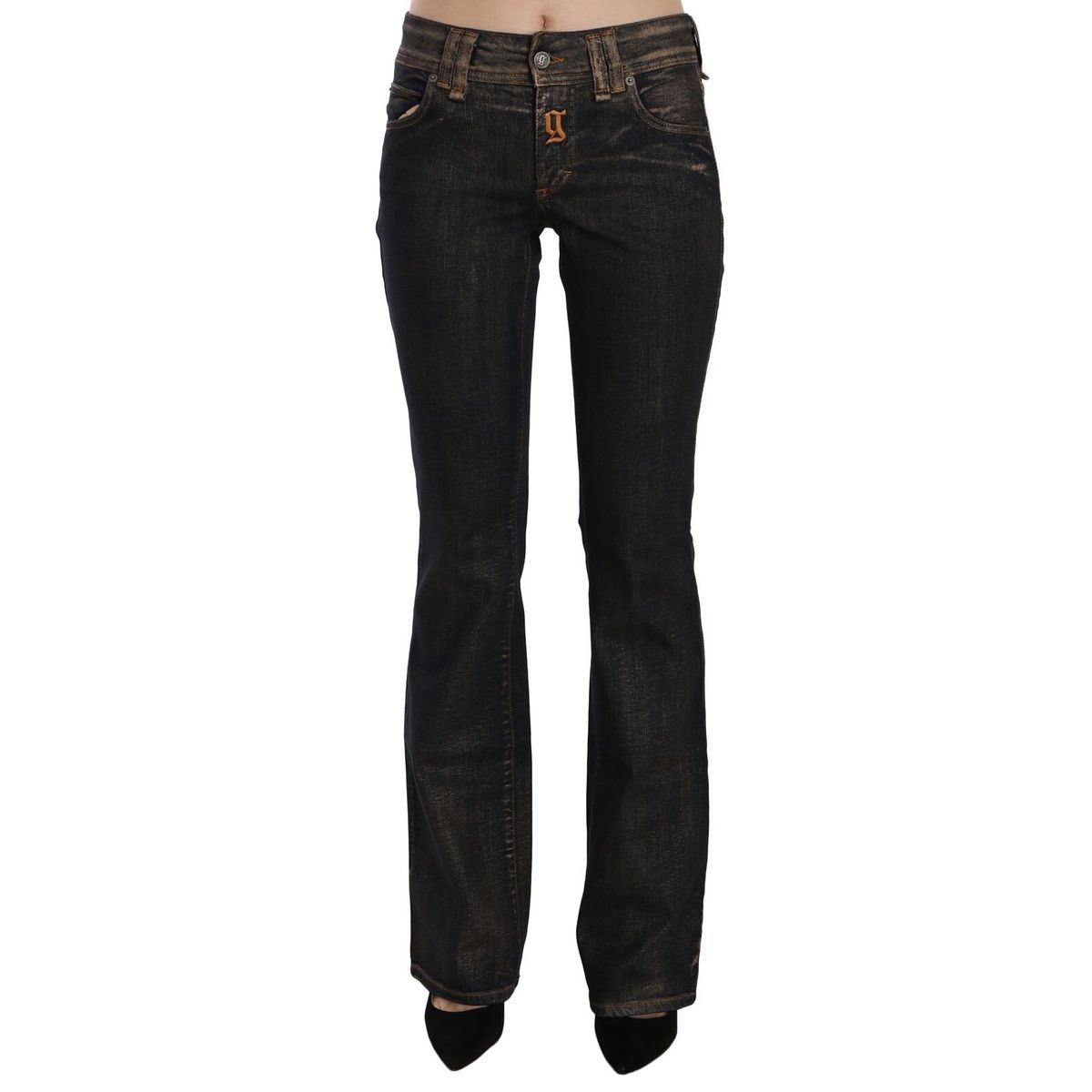 John Galliano Chic Flared Mid Waist Black Denim