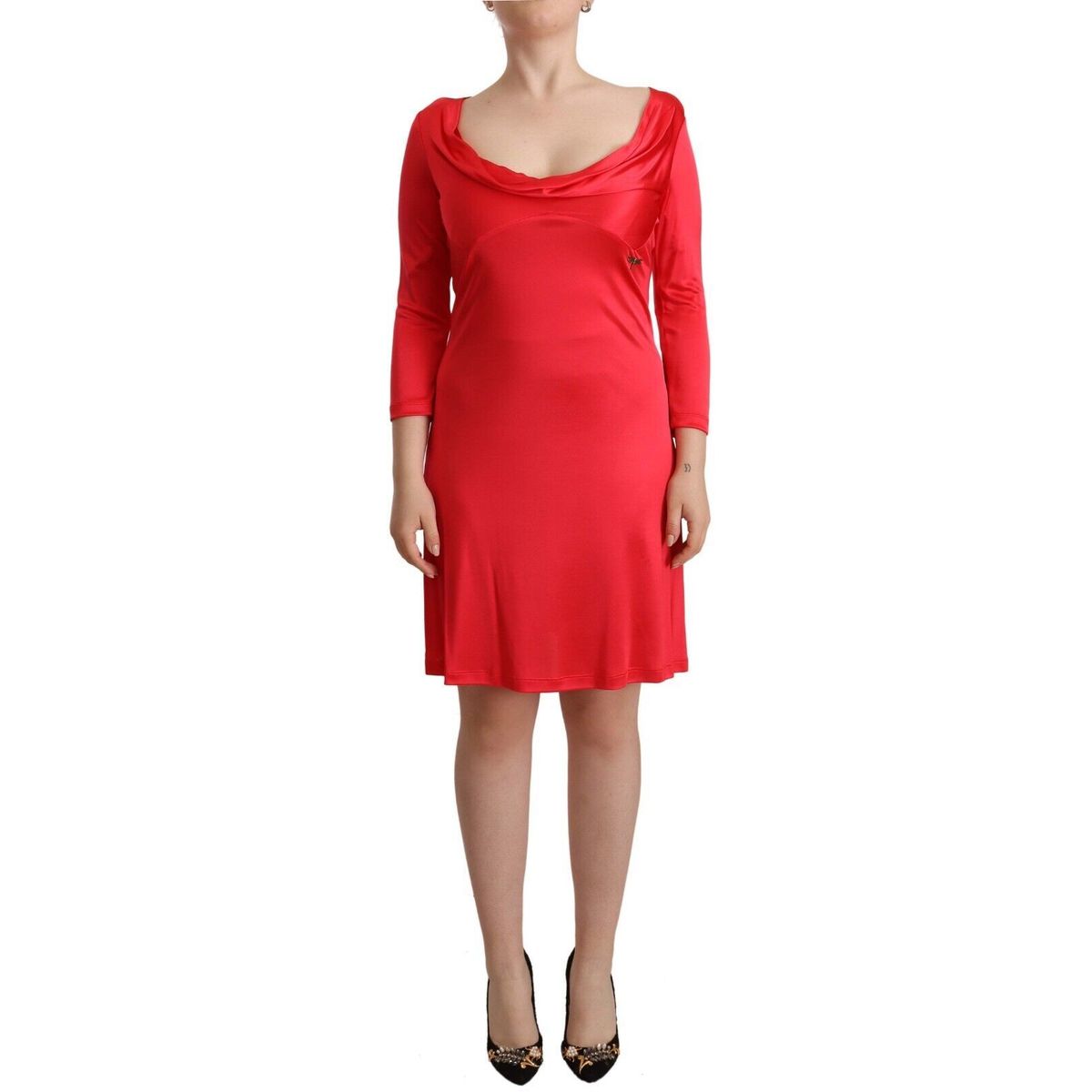 John Galliano Elegant Red Knee-Length Sheath Dress