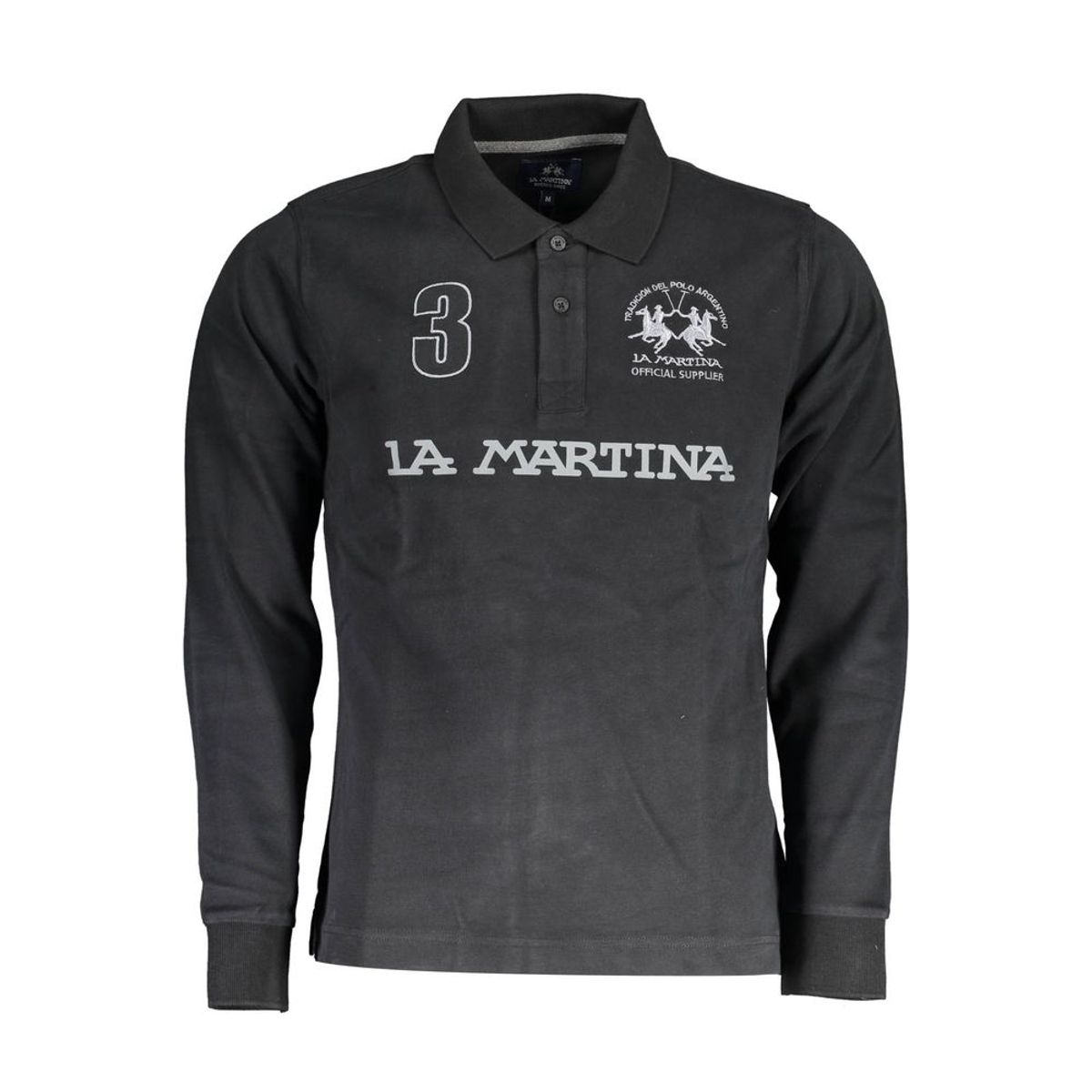 La Martina Black Cotton Men Polo Shirt