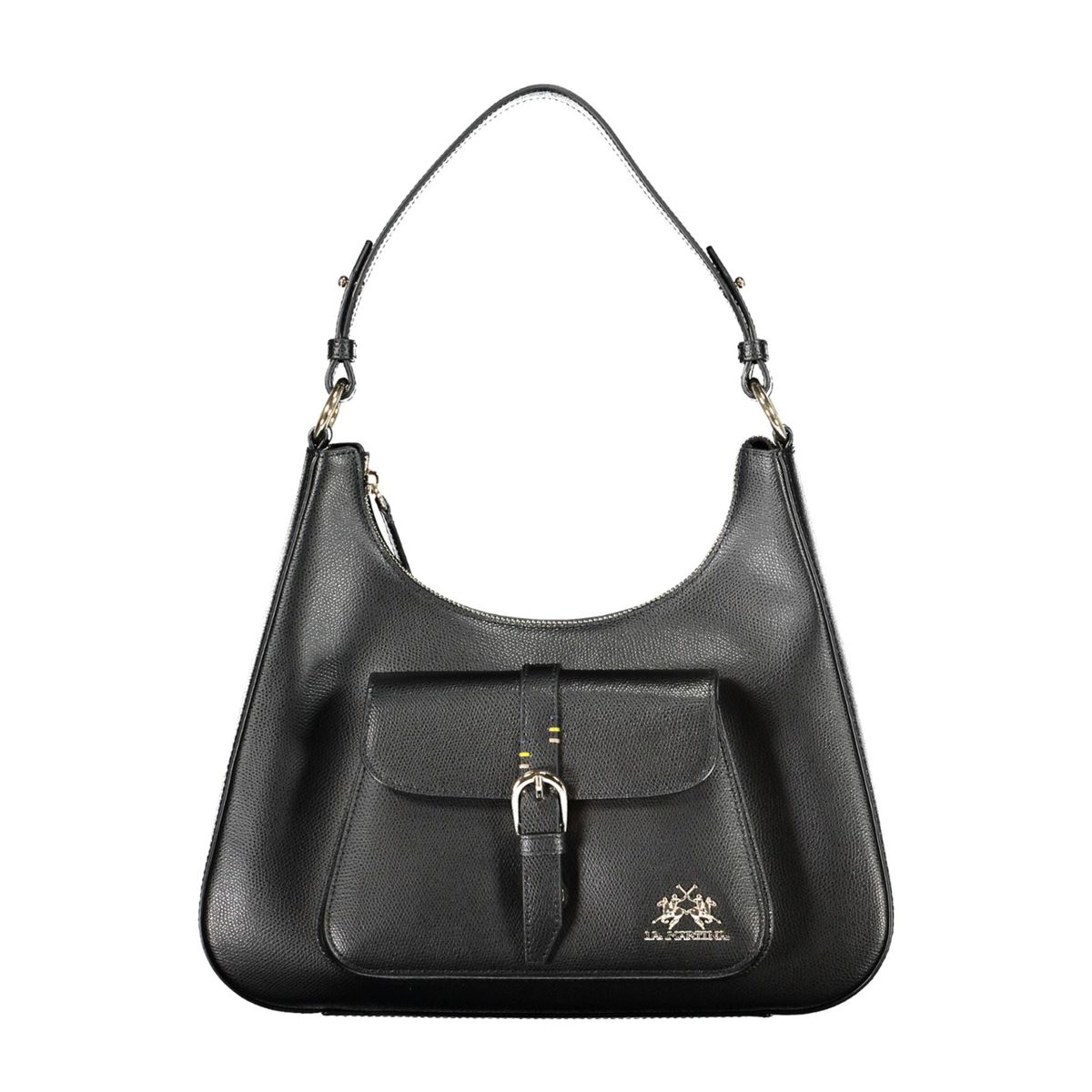 La Martina Elegant Black Leather Shoulder Bag