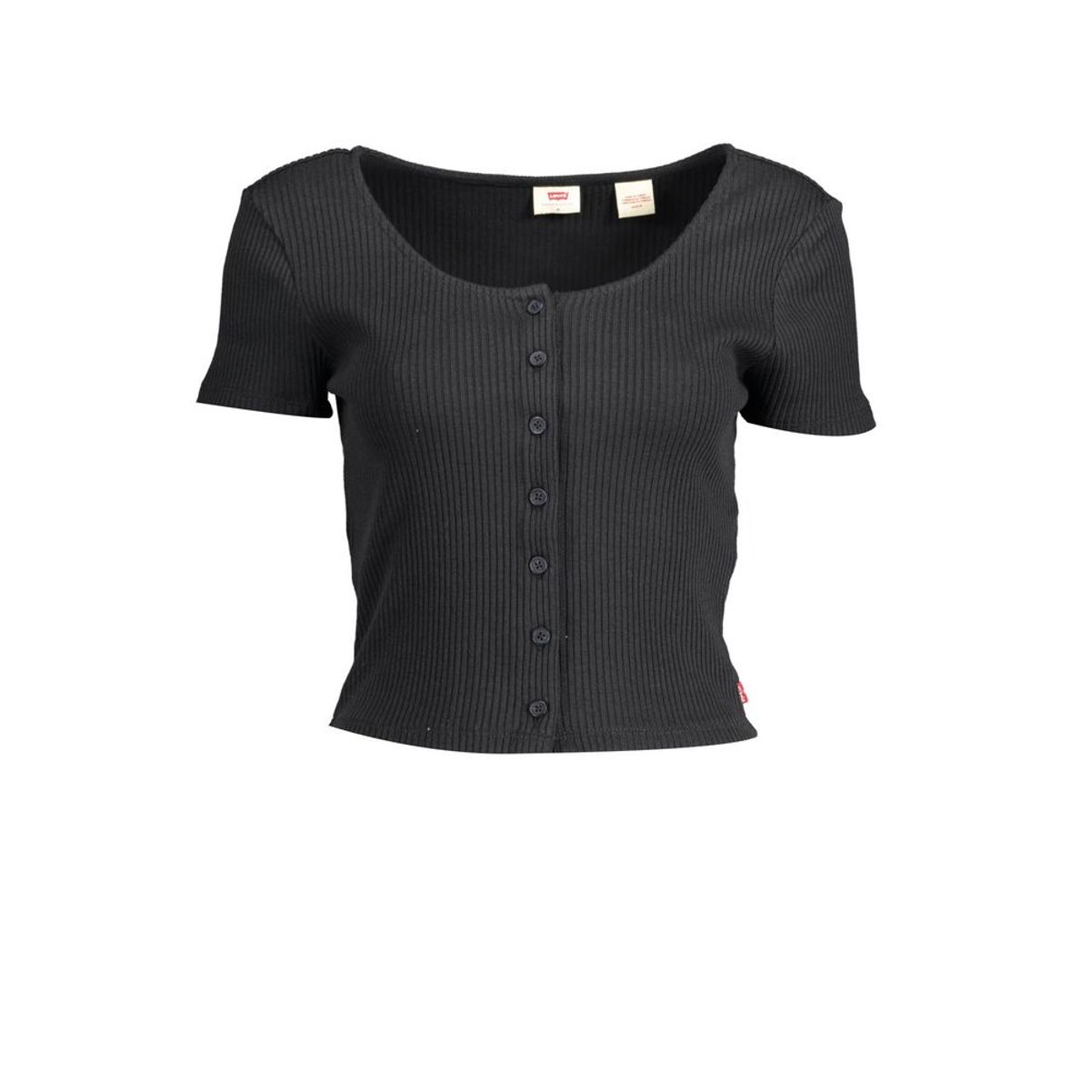 Levi's Chic Black Cotton Tee with Button Detail