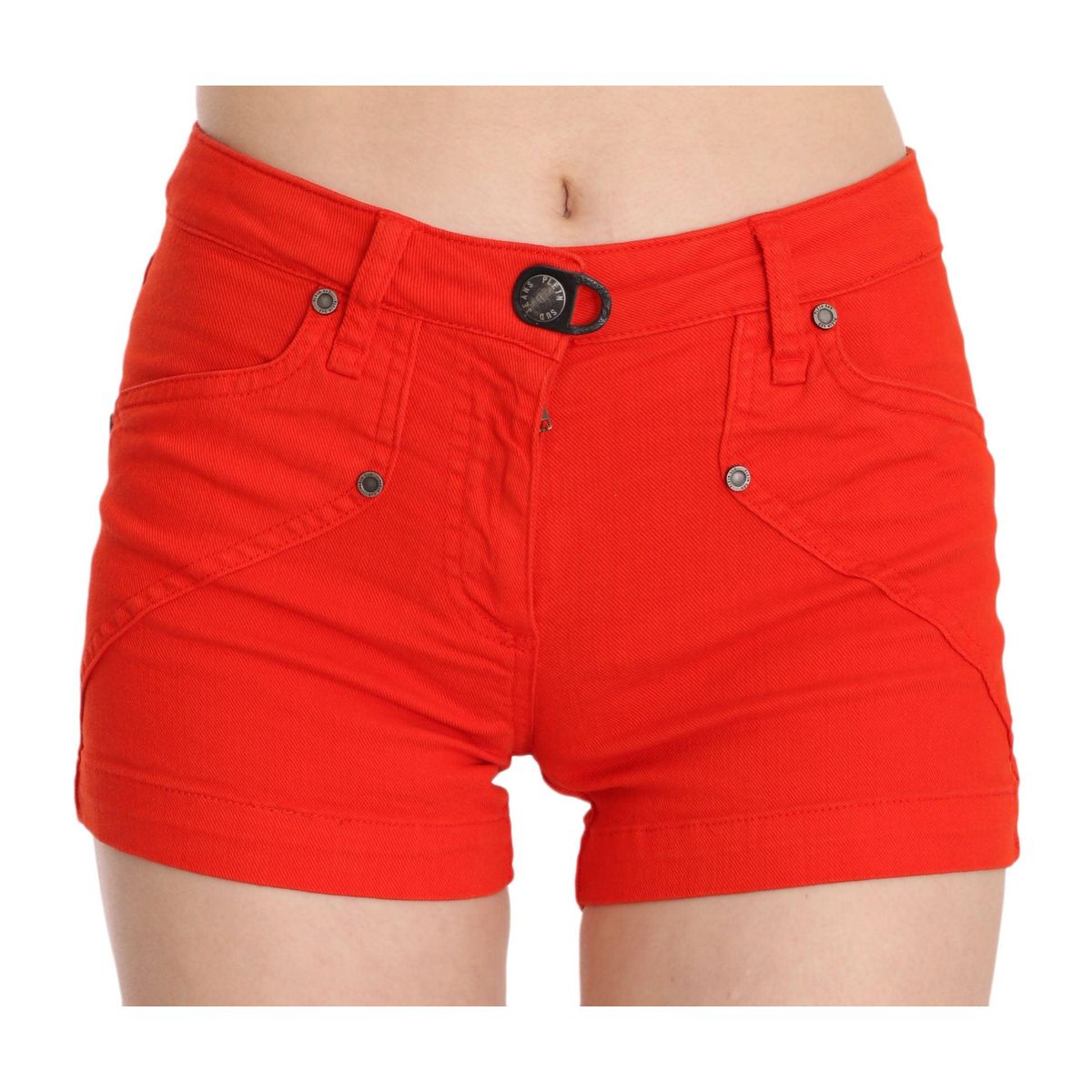 PLEIN SUD Chic Mid Waist Mini Shorts in Vibrant Orange