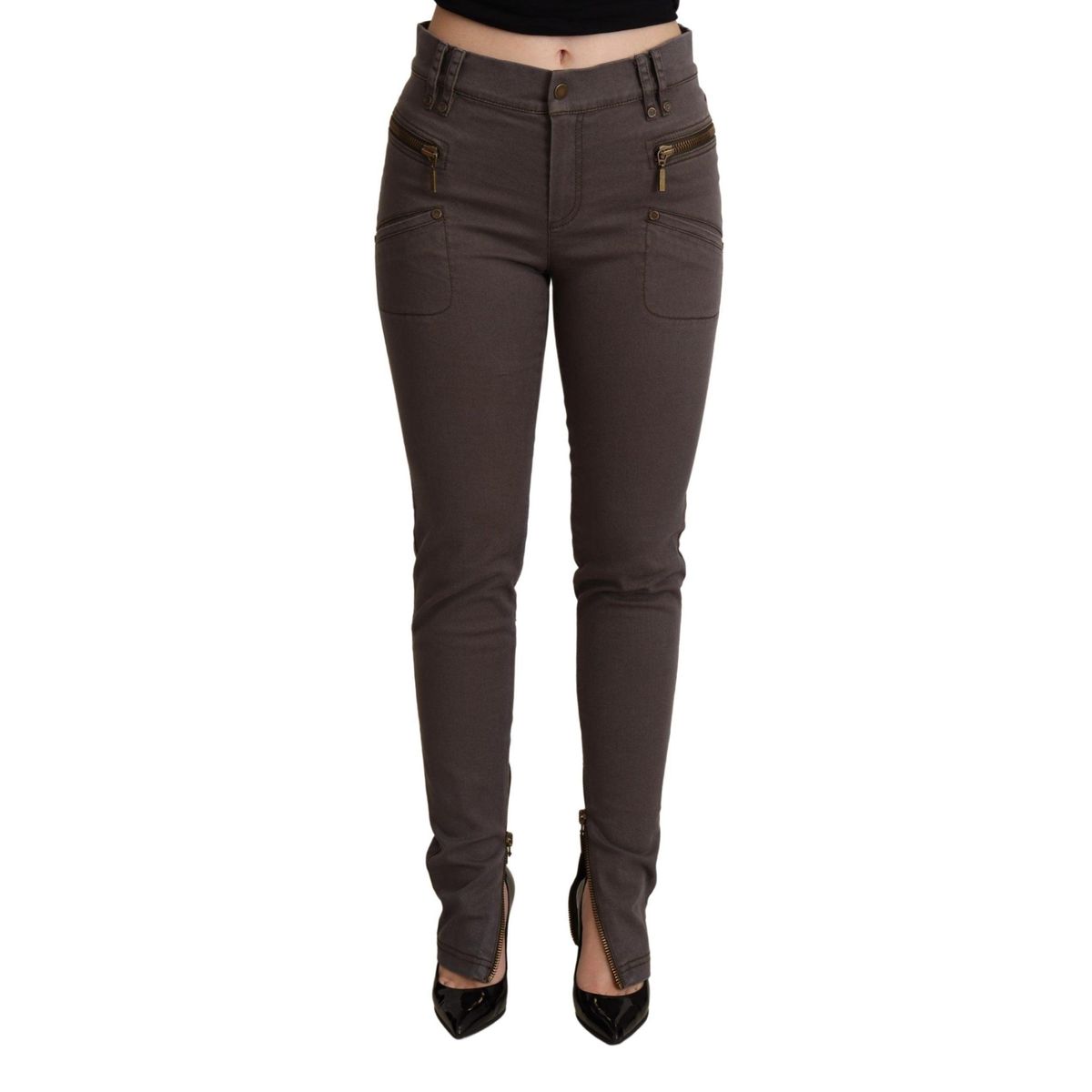 PLEIN SUD Chic Brown Slim-Fit Skinny Jeans