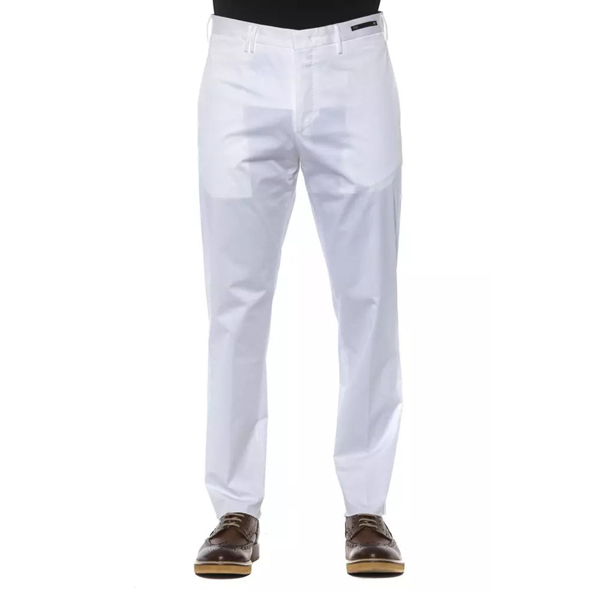 PT Torino White Cotton Herre Trouser