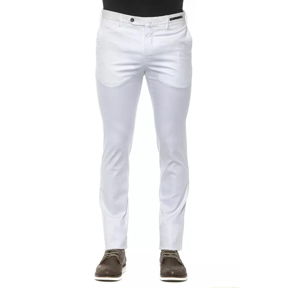 PT Torino White Cotton Herre Trousers