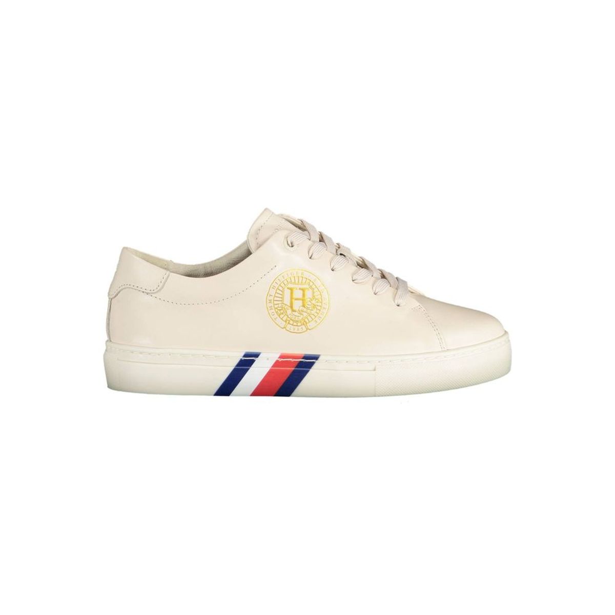 Tommy Hilfiger Beige Lace-Up Sneakers with Iconic Accents