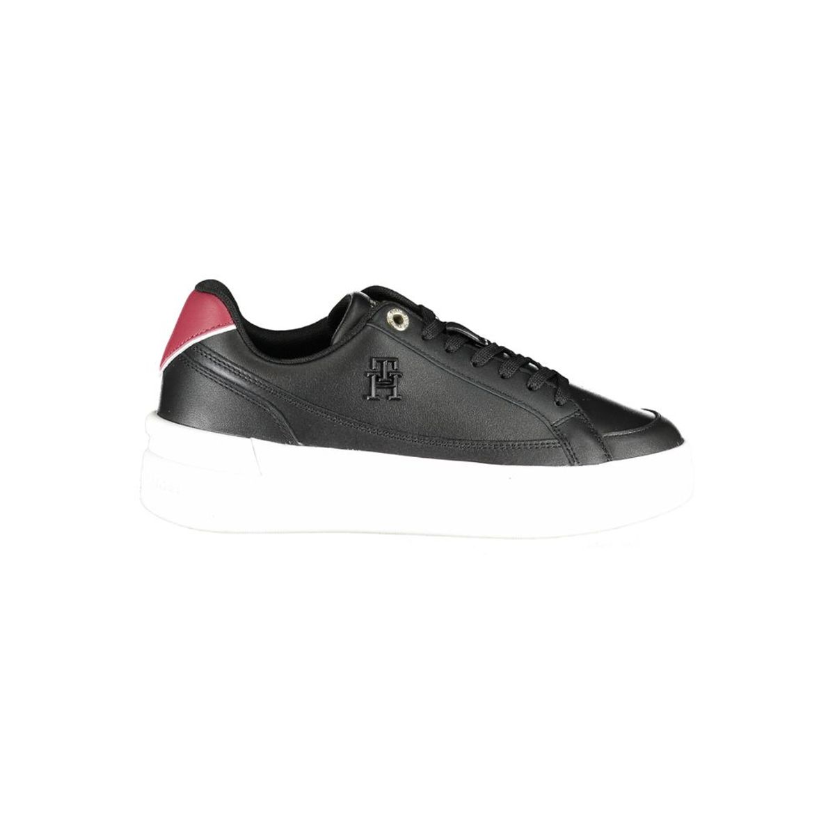 Tommy Hilfiger Black Leather Women Sneaker