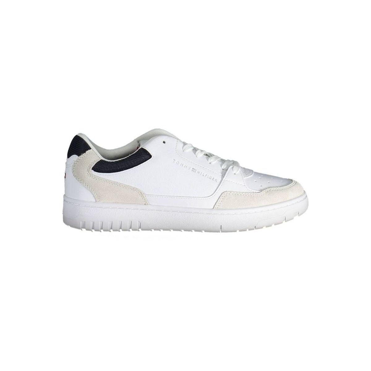 Tommy Hilfiger Sleek White Lace-Up Sneakers with Logo Detail