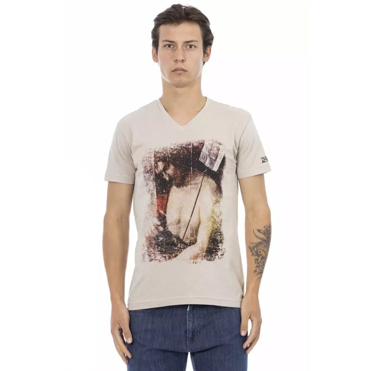 Trussardi Action Beige Bomuld T-Shirt