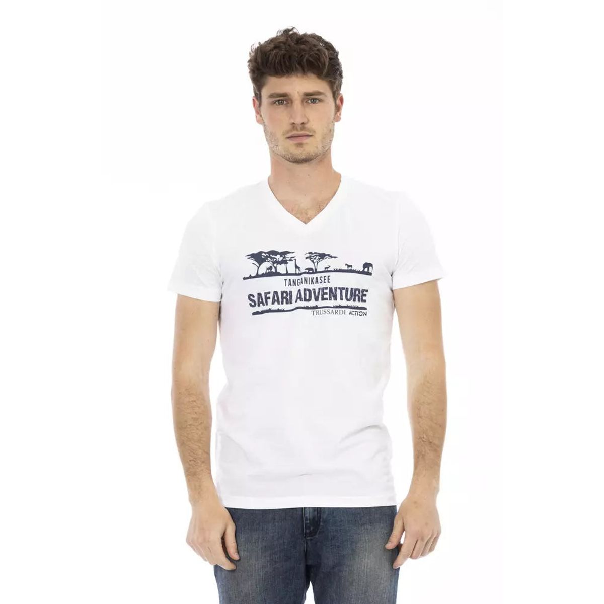 Trussardi Action Hvid Bomuld T-Shirt