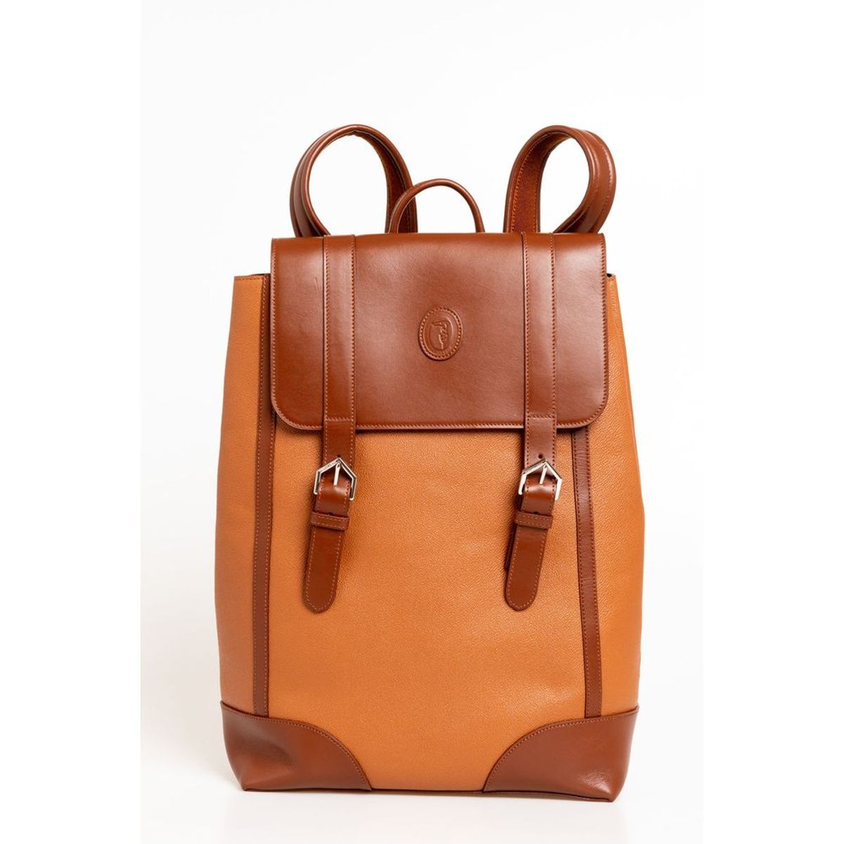 Trussardi Elegant Brown Leather Backpack for Herre