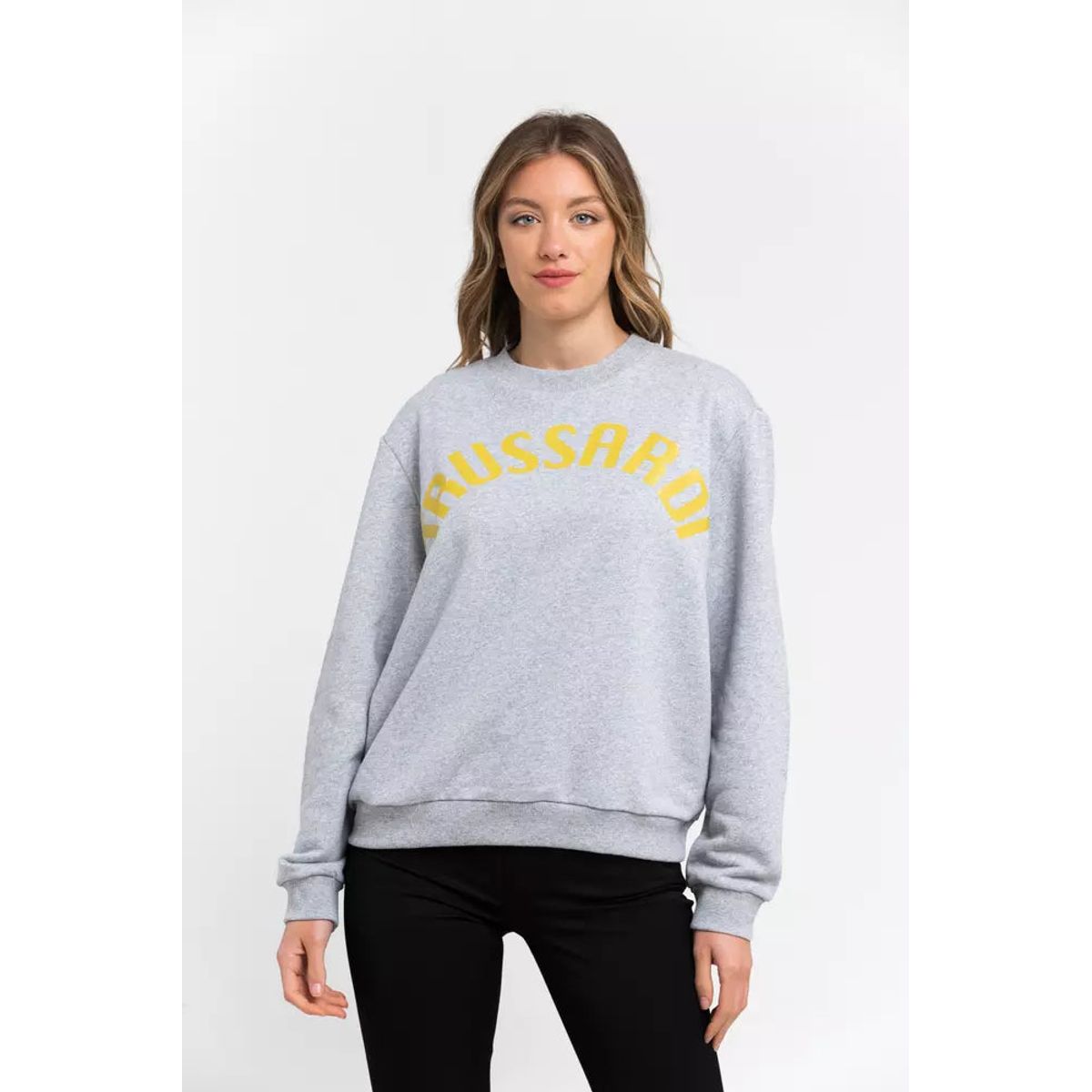 Trussardi Gray Cotton Dame Sweater