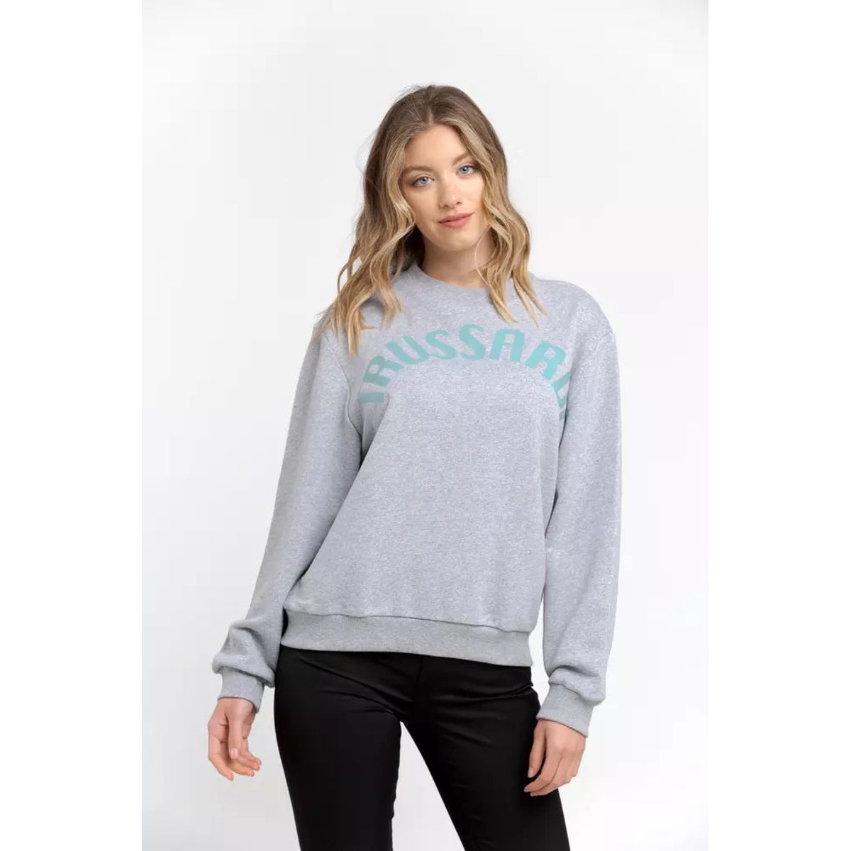 Trussardi Gray Cotton Dame Sweater