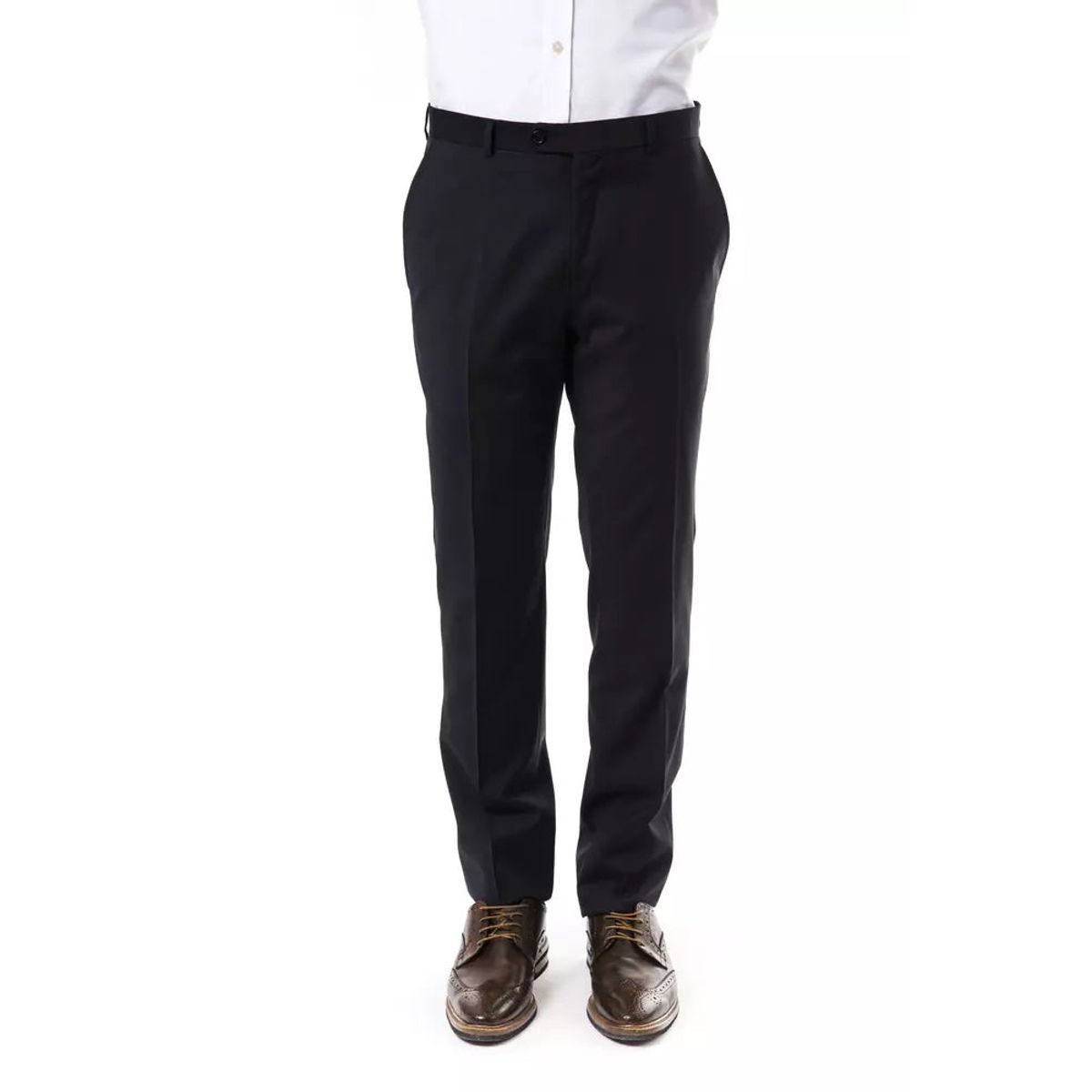 Uominitaliani Elegant Gray Woolen Suit Pants for Gentlemen