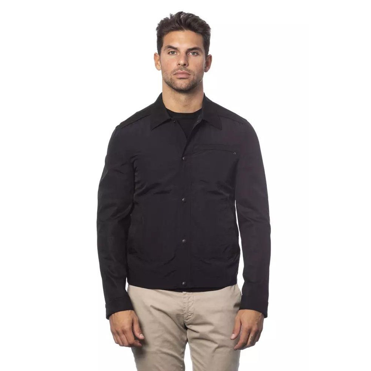 Verri Sleek Black Cotton Blend Bomber Jacket